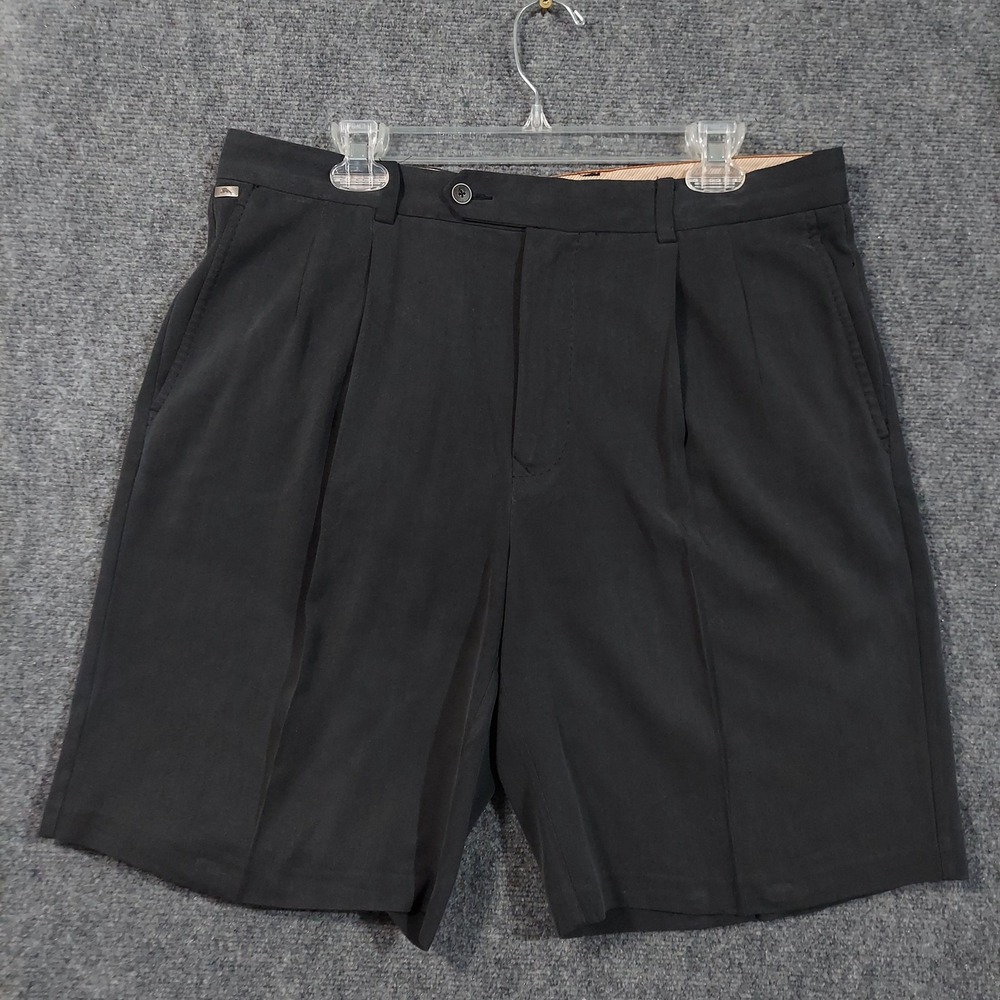 Tommy Bahama Shorts Mens 36 Black Silk Blend Pleated Dress Casual Comfort Luxury